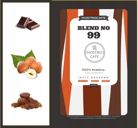 Kawa Ziarnista 1KG Arabika BLEND 99 Świeżo Palona Kawa Ziarnista 1KG Arabika BLEND 99 Świeżo Palona
