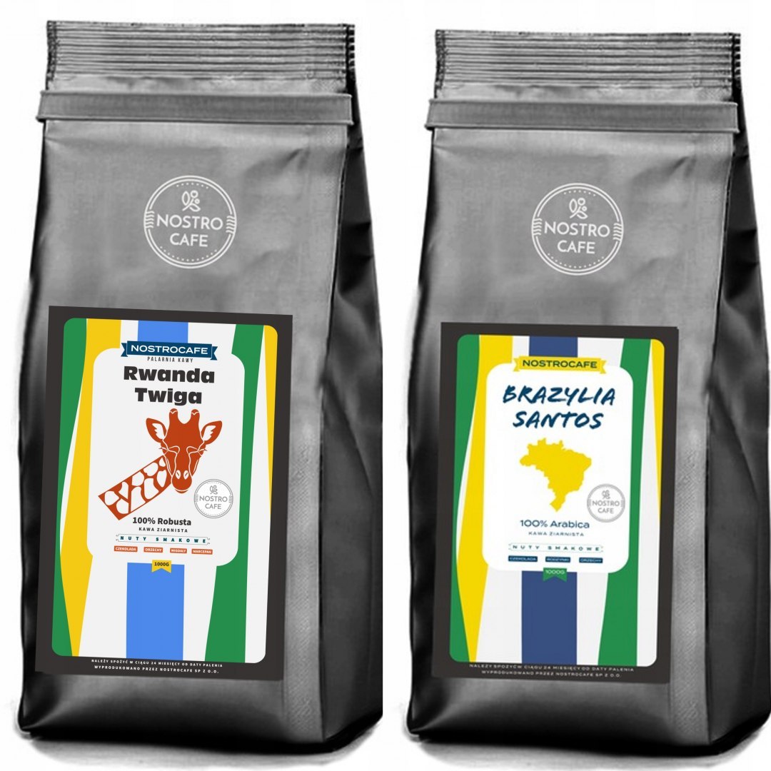 Kawa Ziarnista 2KG BRAZYLIA SANTOS, Rwanda Twiga Kawa Ziarnista 2KG BRAZYLIA SANTOS, Rwanda Twiga