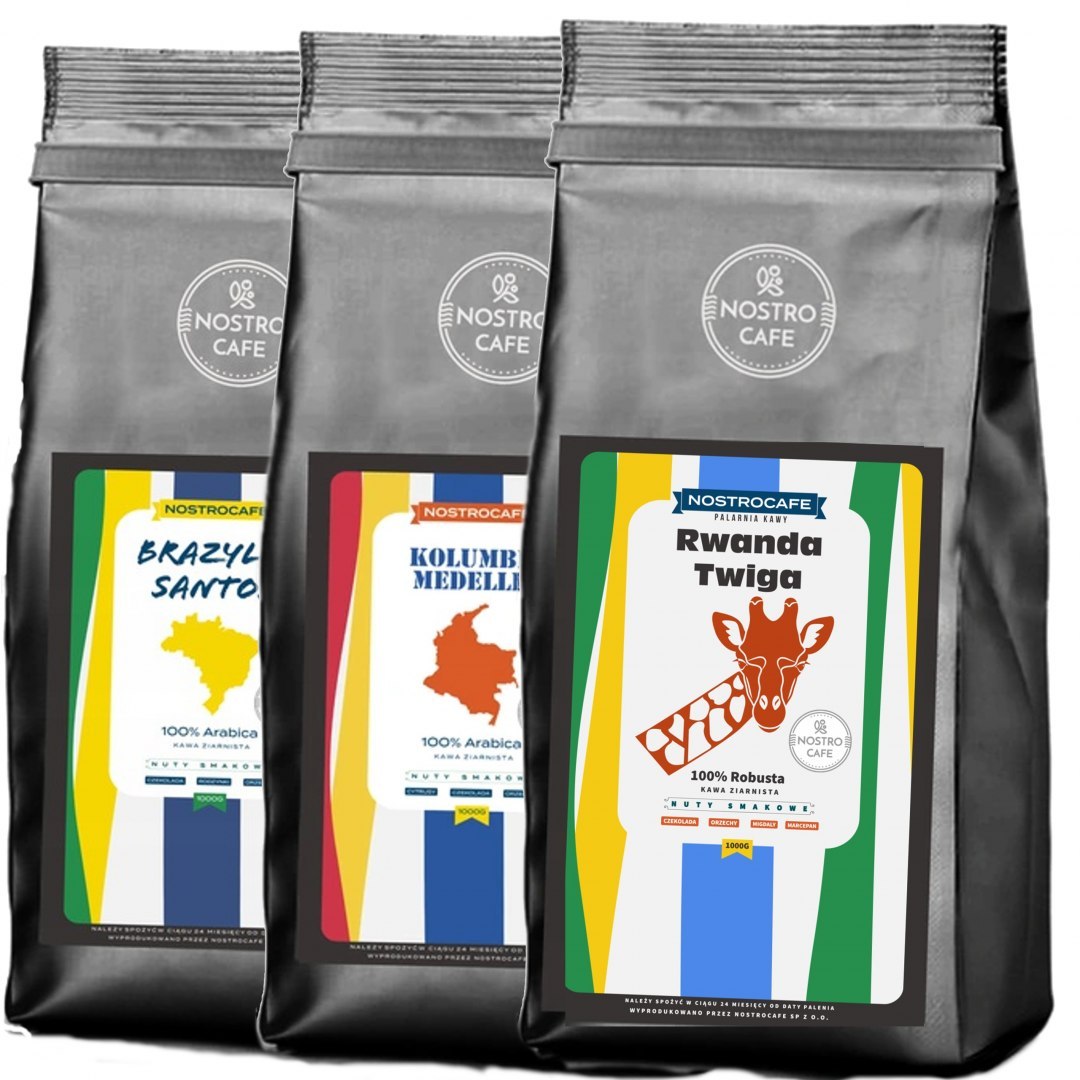 Kawa Ziarnista 3KG KOLUMBIA, SANTOS, RWANDA Kawa Ziarnista 3KG KOLUMBIA, SANTOS, RWANDA