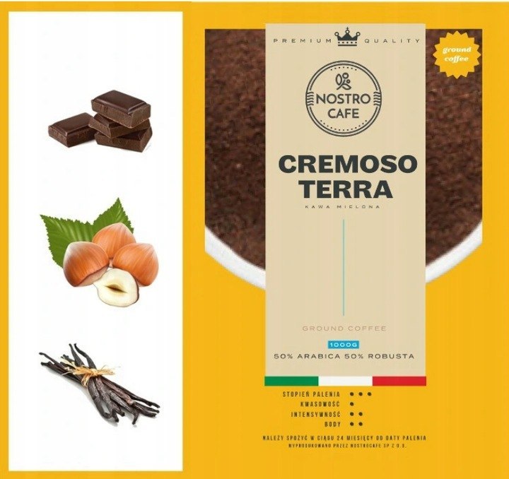 Kawa Mielona CREMOSO TERRA 1KG - Świeżo Palona Kawa Mielona CREMOSO TERRA 1KG - Świeżo Palona